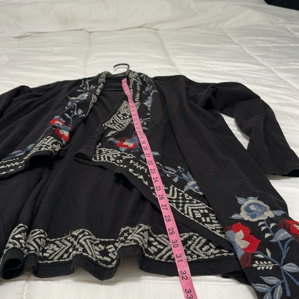 For Joan Henry Only Black Embroidered Open-Front Cardigan Sweater - Picture 9 of 9